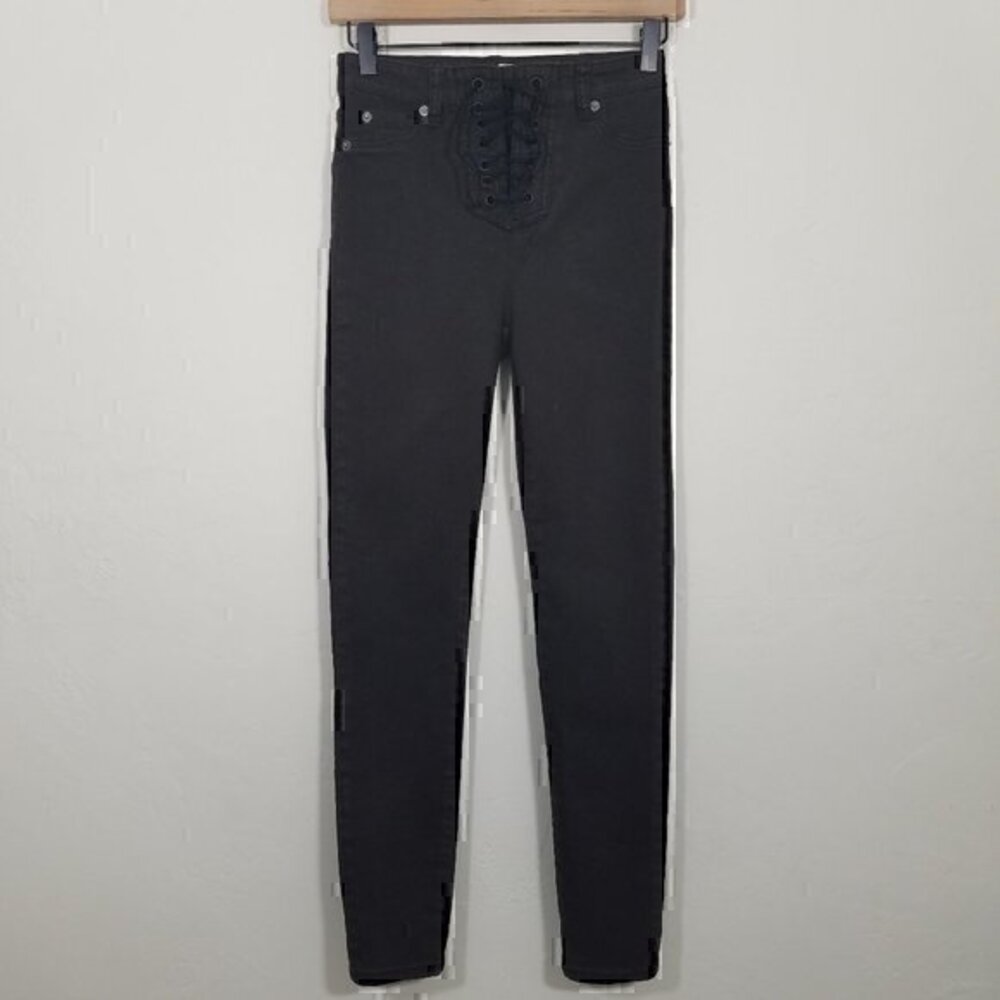 Amuse Society Soho Lace-Up Skinny Stretch Jeans Size 24